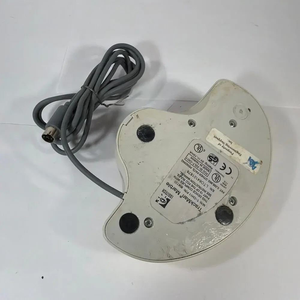 Logitech TrackMan Marble Trackball Mouse T-CH11 PS/2 Wired Beige/Red Tested